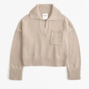 abercrombie notch neck collared pocket sweater